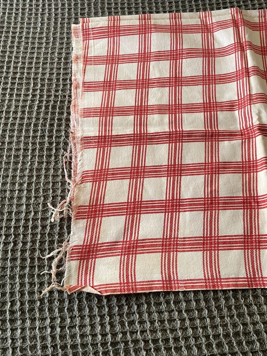 Vintage White and Red Windowpane Plaid Fabric, Approx. 36x46 Inches - Etsy