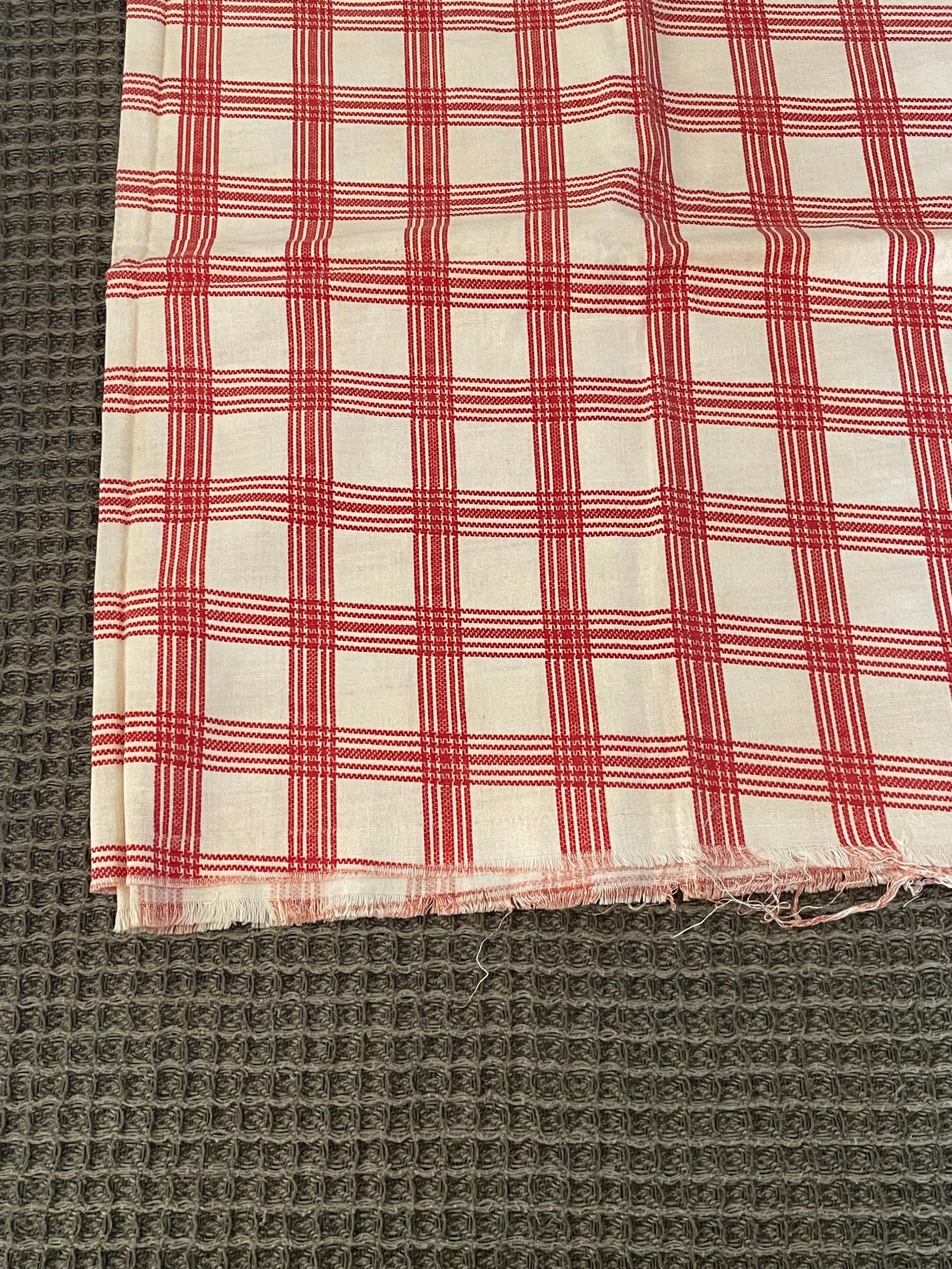Vintage White and Red Windowpane Plaid Fabric, Approx. 36x46 Inches - Etsy