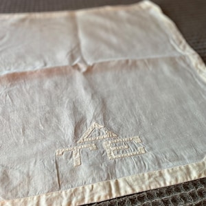 Vintage Gelbe Leinen Servietten mit Handgenähter Applikation "TCE" Monogramm, 12er Set, ca. 18 Zoll im Quadrat
