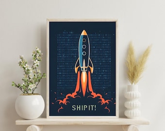 Ship It Poster | Programmer Wall Art | Digital Download | Tech Office Decor | Developer Printable