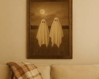 Halloween Ghost Wall Art | Vintage Sepia Spooky Print | Rustic Fall Home Decor | Digital Download