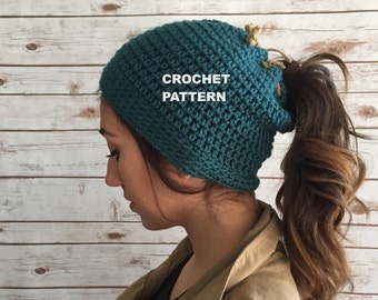 Nikki Messy Bun Band Easy Crochet Pattern - Beginner Level, Worsted Yarn