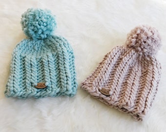 Elizabeth Beanie - Beginner Knit Pattern - Super Bulky Yarn Hat