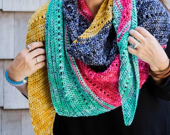 Unicorn County Shawl: Advanced Beginner Crochet Pattern, DK Yarn DIY Shawl