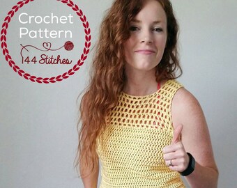 Catalina Tank Top - Advanced Beginner Crochet Pattern, Worsted Yarn, Women's Fashion