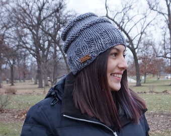 Bella Beanie - Easy Knit Pattern with Bulky Yarn