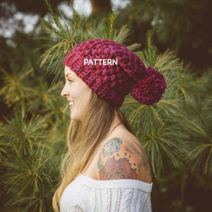Bonnet bouffant Roma Traveler - Motif au crochet intermédiaire, bonnet d&#39;hiver en fil volumineux