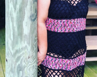 Patroon gehaakte zomerjurk | Patroon Sanibel zwembadstrandjurk pdf | Gemakkelijke oversized gehaakte zomerjurk