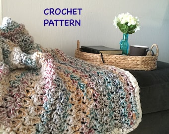 Addison Blanket - Easy Crochet Pattern, Bulky Yarn for Beginners