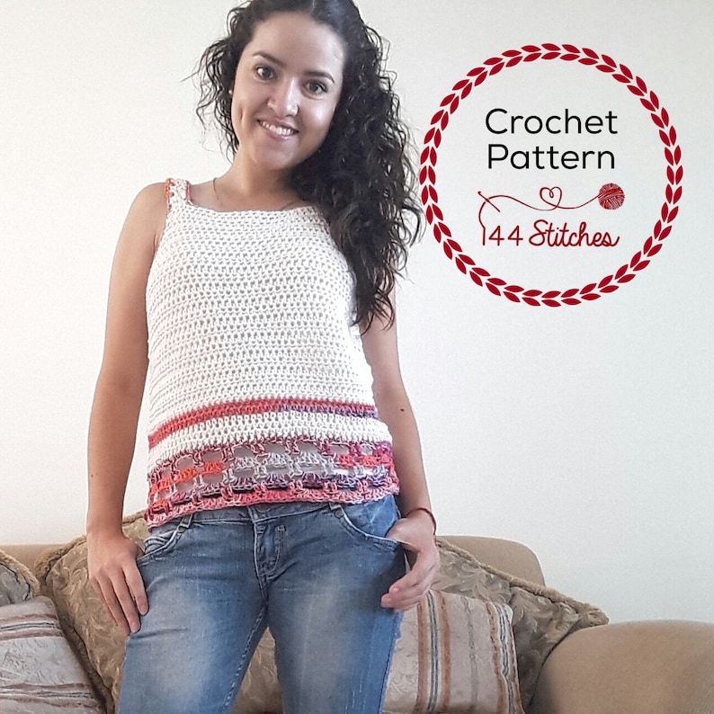 Crochet Tank Top Pattern Nantucket Sleeveless Tee Crochet | Etsy