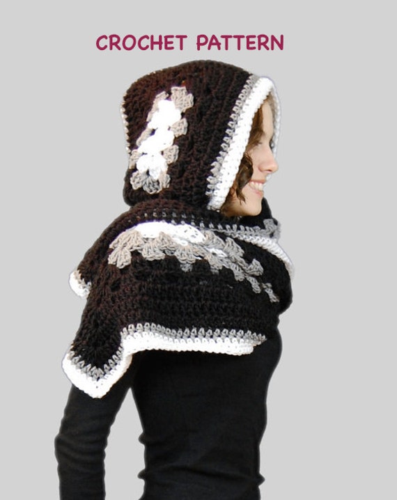 Hooded Scarf Pattern Super Easy Crochet Granny Square Hooded Etsy