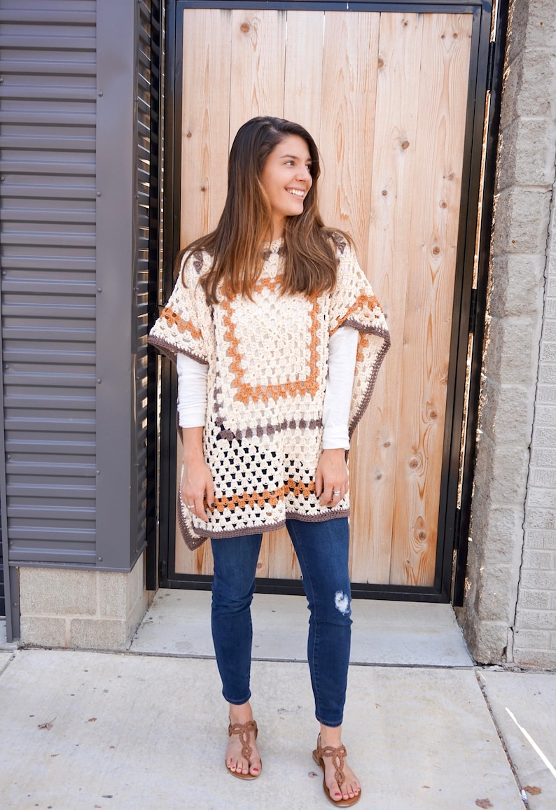 Sedona Poncho Easy Crochet Pattern Beginner-Friendly with Worsted Yarn, Stylish DIY Craft image 1