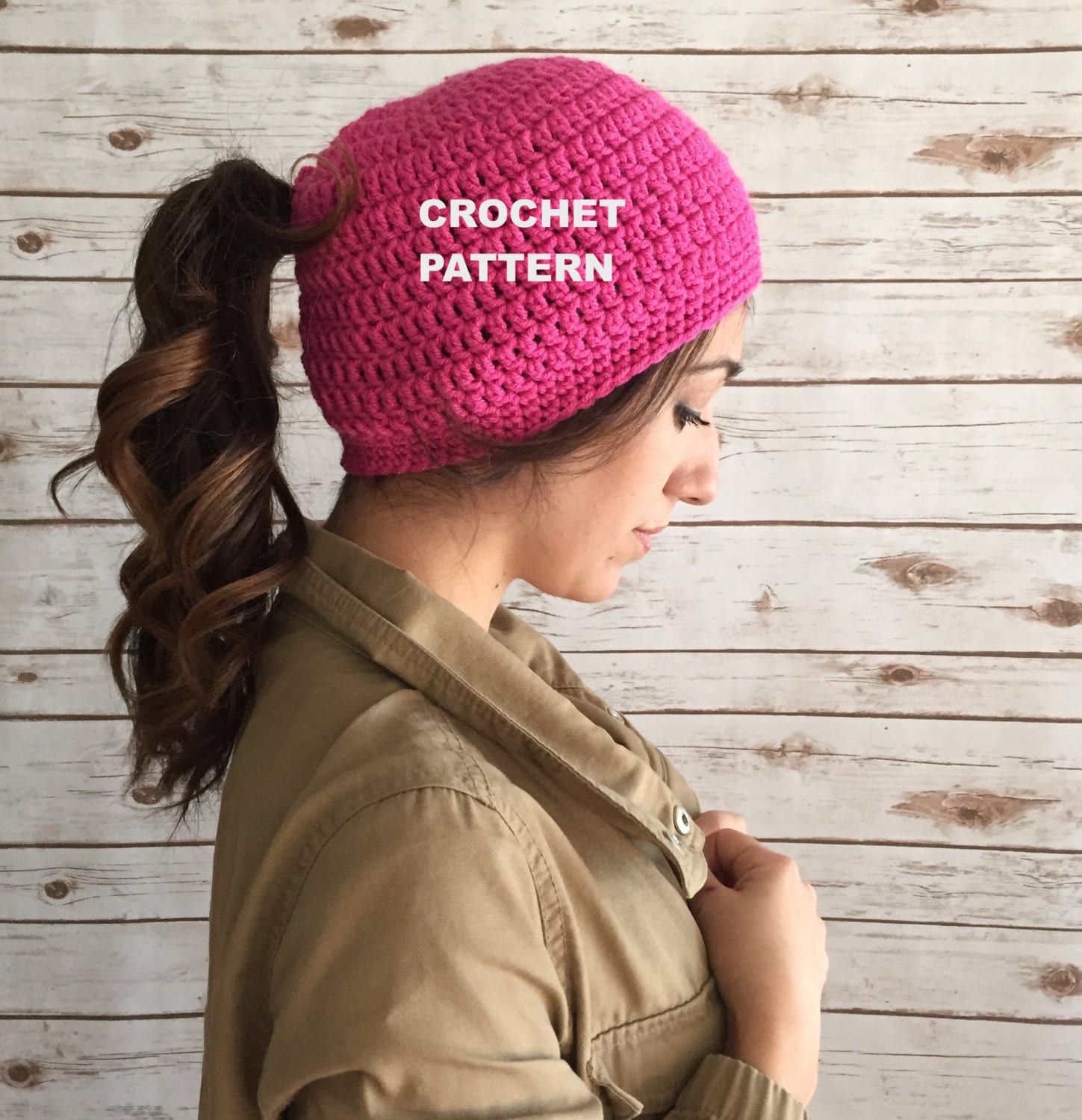 Beanie Hat Pattern Ponytail Hole Hat 