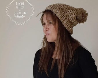 Capeside Beanie - Easy Crochet Pattern - Bulky Yarn - Beginner Slouchy Hat Pattern