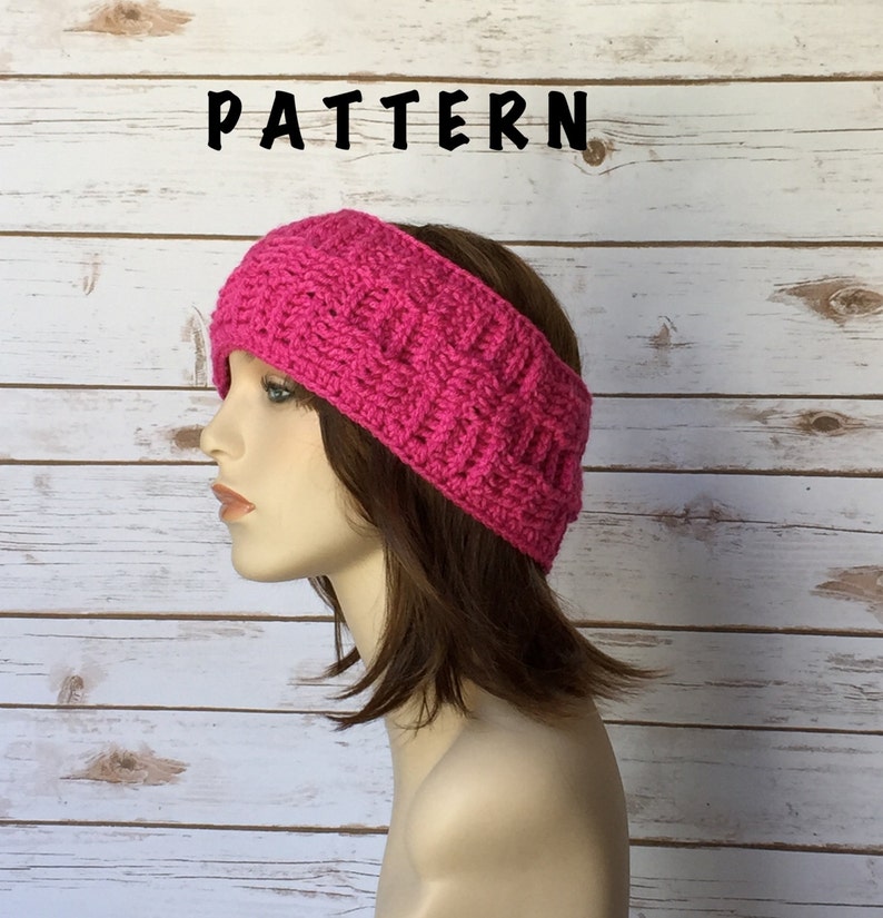 Crochet Basketweave Headband Pattern DIY, Beginner-Friendly, Worsted Yarn image 1