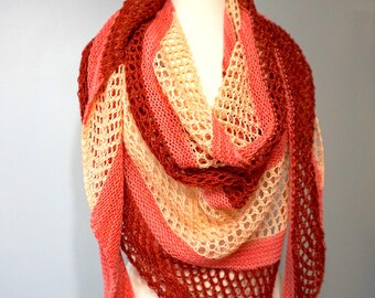 Beginner Knit Pattern: Asymmetrical Triangle Shawl - Sport Weight Yarn Knitting Pattern