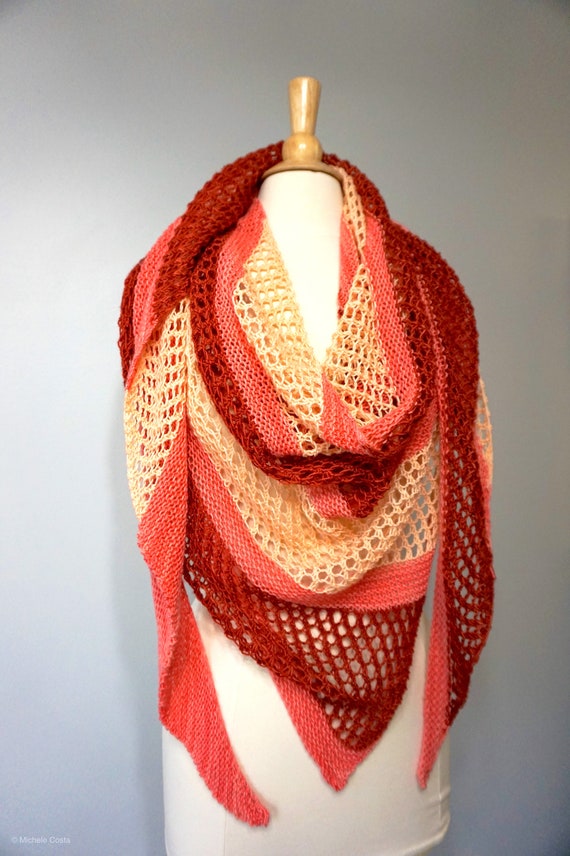 Beginner Lace Triangle Shawl Wrap Knitting Pattern Easy Knit Etsy