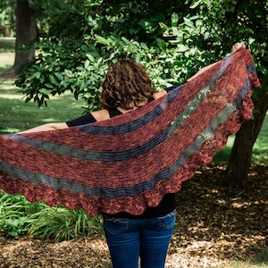 Dragon County Shawl Crochet Pattern | Semi Circle Shawl Pattern | Striped Crescent Shawl Pattern PDF