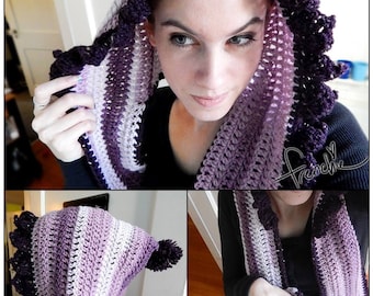 Easy Crochet Pattern Pixie Hooded Scarf - Cozy Handmade Wrap with Worsted Weight Yarn, Perfect for Beginners