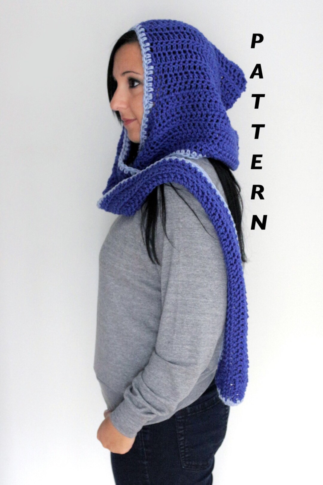 Easy Crochet Hoodie Scarf Pattern - Worsted Weight Yarn - Etsy