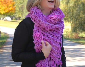 Easy Chunky Scarf Knitting Pattern | Drop Stitch Scarf Pattern | Extra Long Scarf Knitting Pattern
