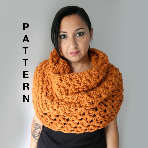 Chunky Crochet Cowl Pattern, Super Easy and Quick Oversized Cowl Scarf Crochet Pattern, PDF Download