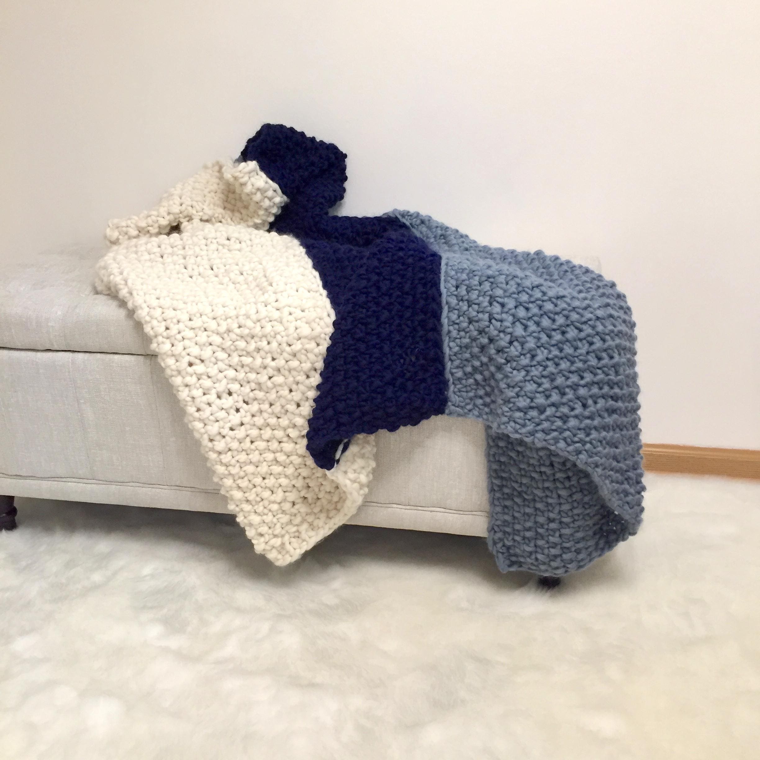 Easy Knitting Smith Panel Blanket Pattern Jumbo Weight Yarn for Beginners Etsy