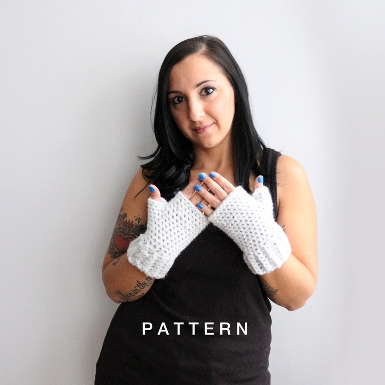 Fingerless Gloves Crochet Pattern, Isaac Mizrahi CRAFT Yarn Ribbed Wrist Glove Pattern, PDF Download PATTERN, image 2