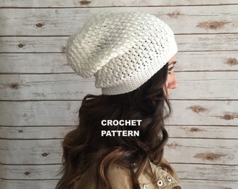 Kelsey Slouchy Beanie: Intermediate Crochet Pattern, Worsted Yarn