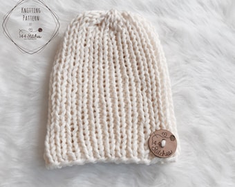 Hampton Beanie Knitting Pattern - Beginner - Bulky Weight Yarn Hat