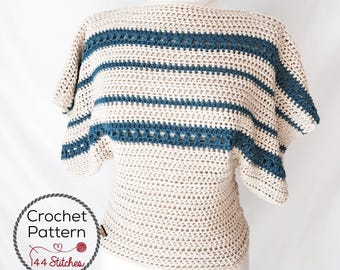 Modèle de t-shirt côtier au crochet - Modèle de t-shirt d&#39;été pour débutants avancés