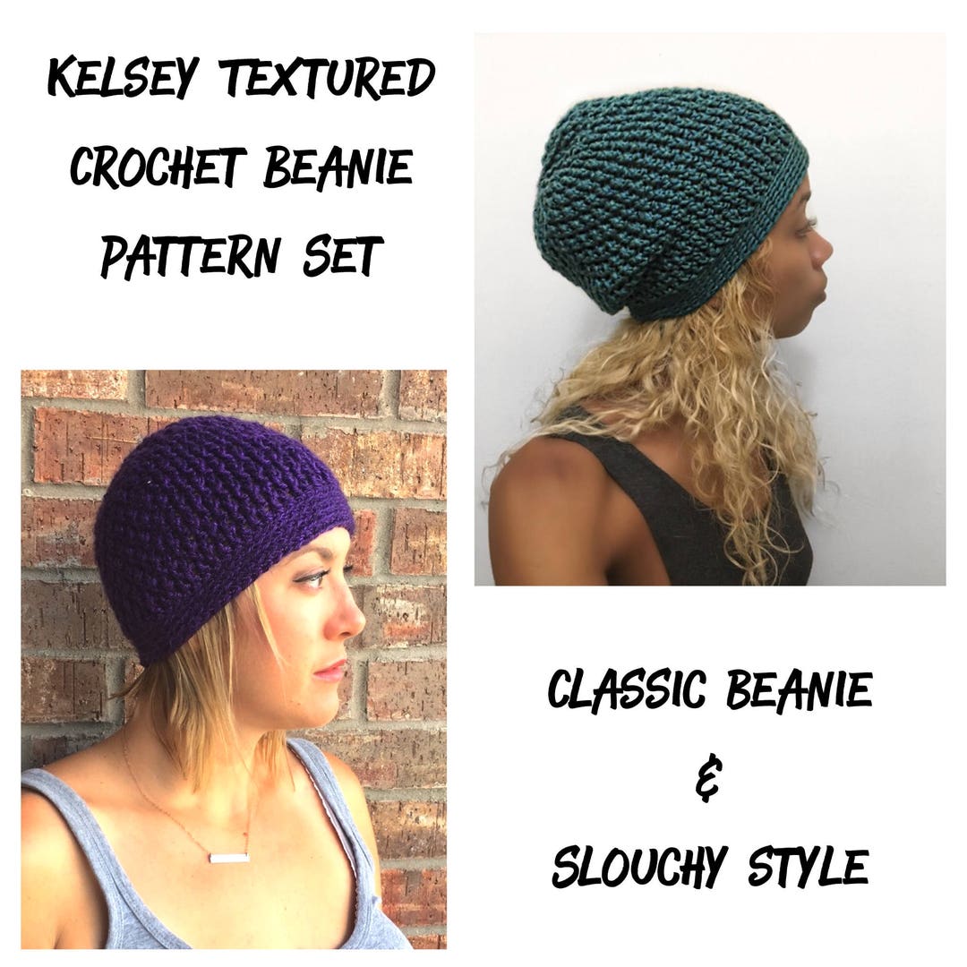 Crochet Pattern SET Kelsey Textured Slouchy Beanie & Classic - Etsy