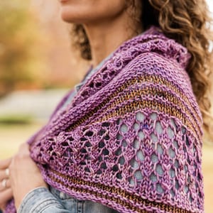 Modified Butterfly Knit Shawl - Beginner Knit Shawl Pattern | DK Weight Yarn Crescent Shawl Pattern