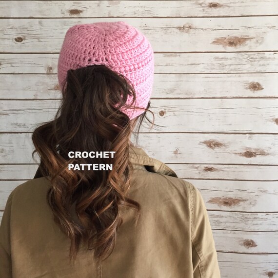Beanie Hat Pattern Ponytail Hole Hat 