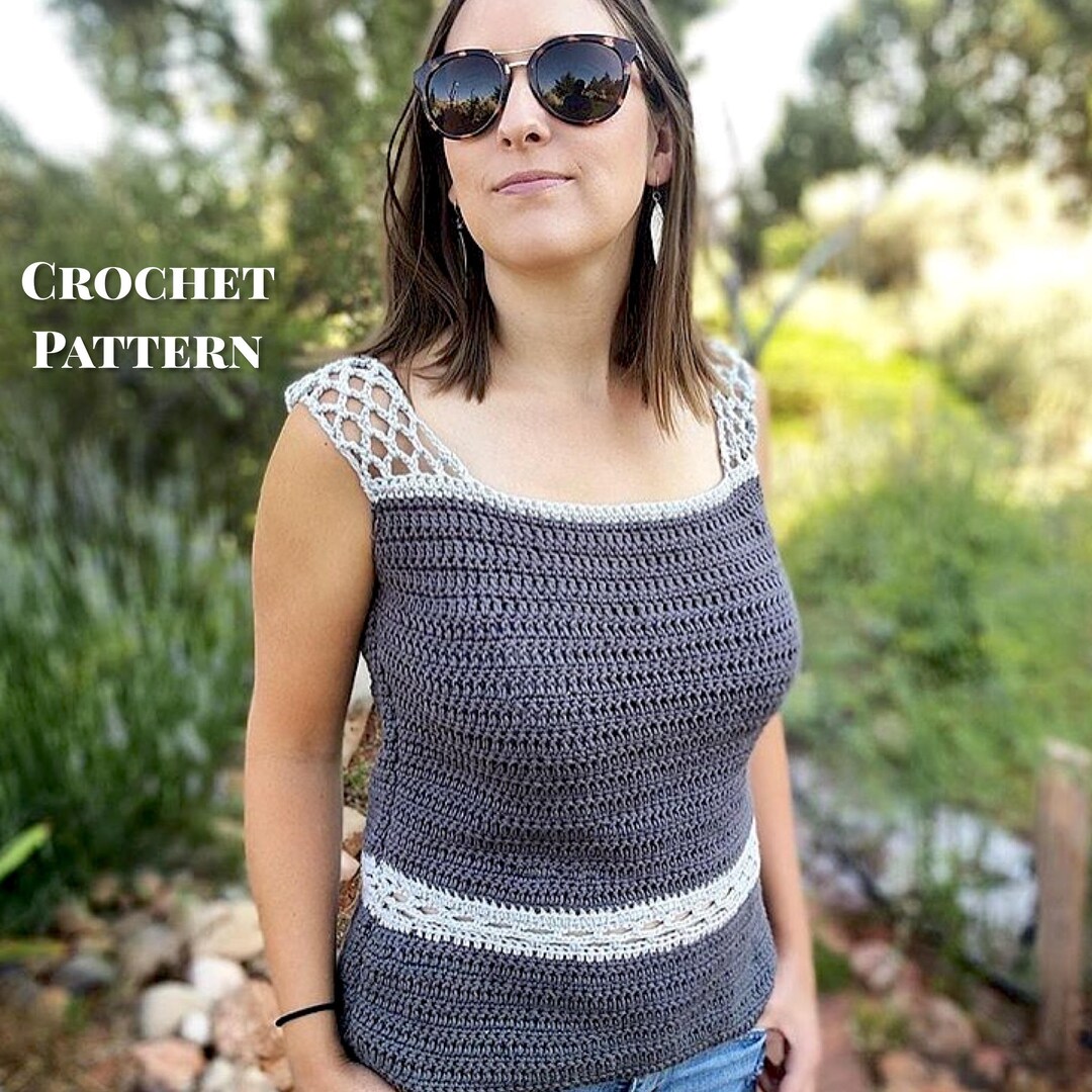 Mallory Crochet Tank Top Pattern Sleeveless Tee Crochet - Etsy