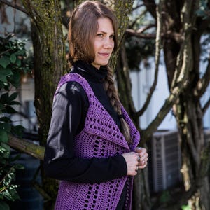 Signal Cascading Vest - Advanced Beginner Crochet Pattern, DK Yarn Design