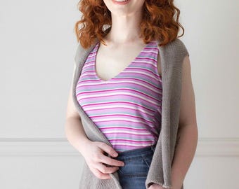 Skydeck Vest Knitting Pattern | Easy Knit Cascading Vest Pattern| Waterfall Knit Vest Pattern
