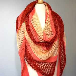 Beginner Knit Pattern: Asymmetrical Triangle Shawl - Sport Weight Yarn Knitting Pattern