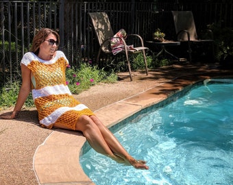 Sanibel Pool Dress Crochet Pattern - Advanced Beginner, DK Weight Yarn, Summer Style