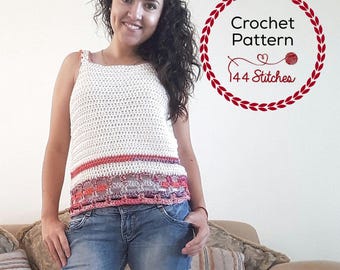 Crochet Nantucket Tank Top Pattern PDF | Advanced Beginner Sleeveless Top Pattern| Scoop Neck Top Crochet Pattern