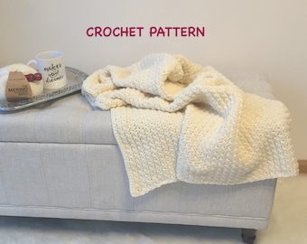 Grace Blanket Easy Crochet Pattern - Worsted Yarn DIY Decor for Beginners