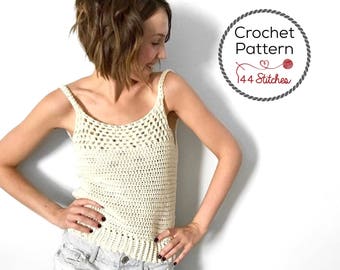 Bondi Tank Top: Advanced Beginner Crochet Pattern, DIY Worsted Weight Yarn Top, Modern