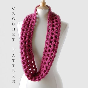 Lucy Infinity Scarf: Padrão de crochê fácil para iniciantes, ponto aberto, fio penteado, PDF