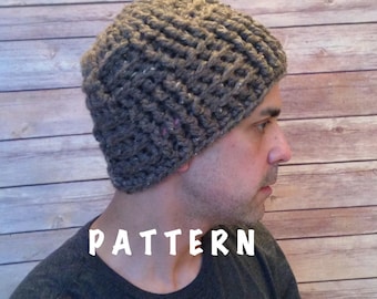Chunky Oxford Beanie Pattern - Cozy Crochet Hat with Basket Weave