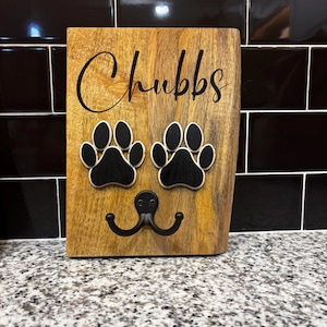 Custom Dog Leash Holder, Personalized Dog Leash Holder, Dog Leash Holder, Dog Collar Holder, Gift For Dog, Paw Print Leash Holder.