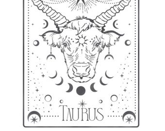 Printable Taurus Zodiac Coloring Page – Earth Sign Astrology Art | Celestial Coloring Sheet PDF | Digital Download for Self-Care