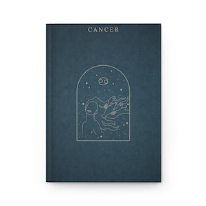 Cancer Zodiac Hardcover Journal, Minimalist Astrology Notebook, Celestial Gifts, Journaling, Star Sign Decor, Personalized Stationery