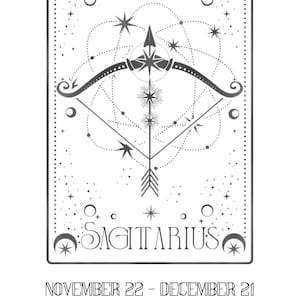 Printable Sagittarius Zodiac Coloring Page – Fire Sign Astrology Art | Celestial Coloring Sheet PDF | Mystical Digital Download