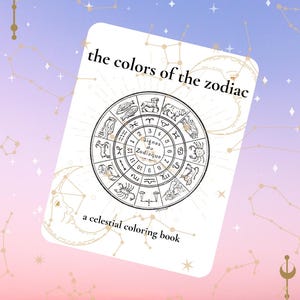 Printable Zodiac Coloring Book – Celestial Astrology Art | FULL 12 SIGNS | Digital Download Adult Coloring Pages | Mystical Self-Care Gift