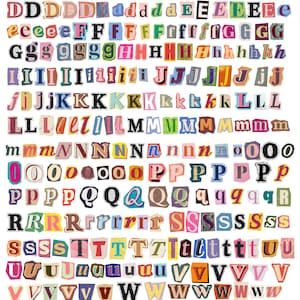 Puede incluir: Un collage de letras recortadas en varias fuentes, tamaños y colores, incluyendo rosa, azul, verde y amarillo. Las letras están dispuestas aleatoriamente, creando un diseño visualmente interesante. Las letras son de la A a la Z.
